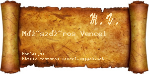 Mészáros Vencel névjegykártya